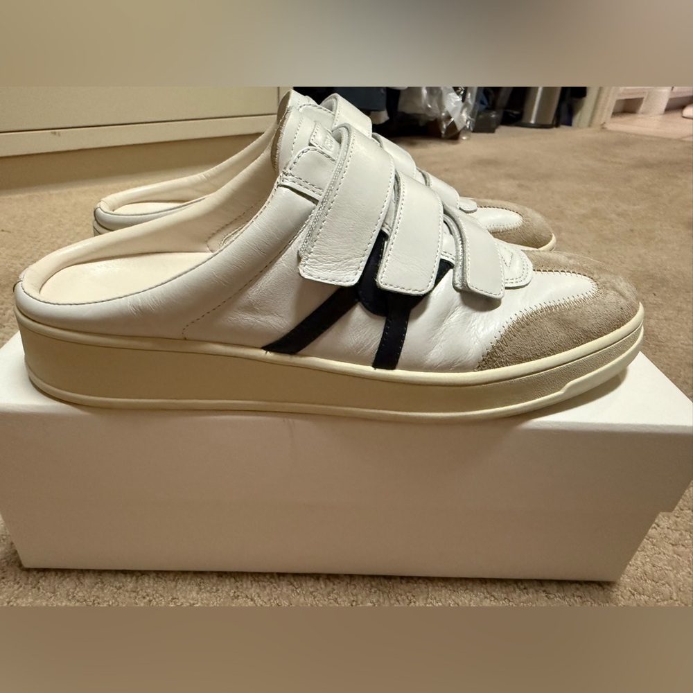Veronica Beard Cream and Brown Velcro Sneakers - Picture 4 of 6